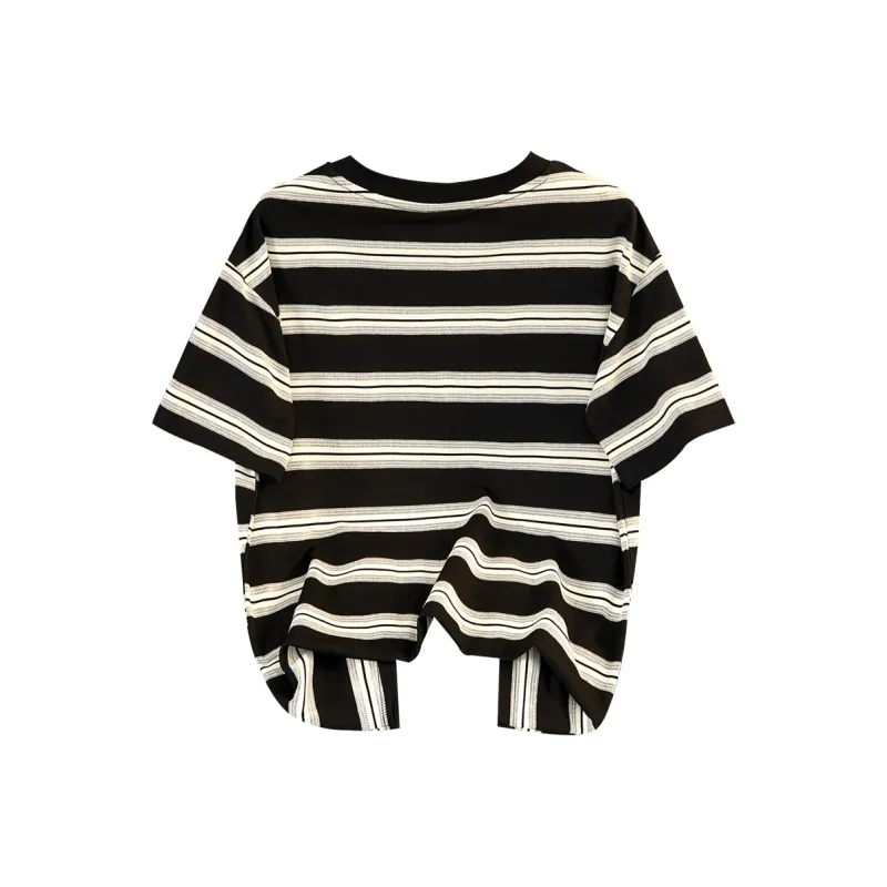 TOUCH T Shirts Women's Black Rice Stripes-1