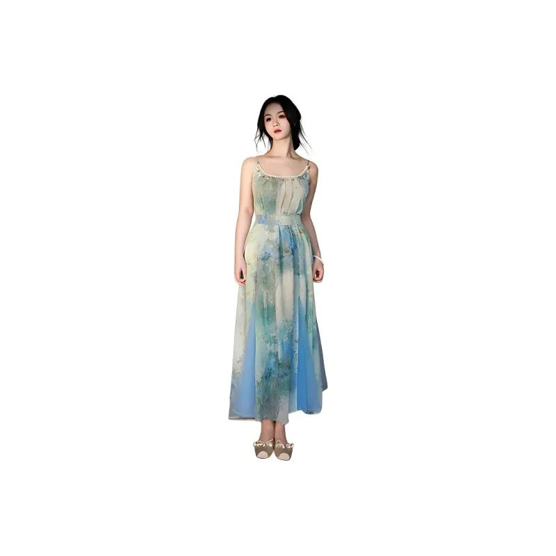 Flowers In Water Slip Dress Women's-0