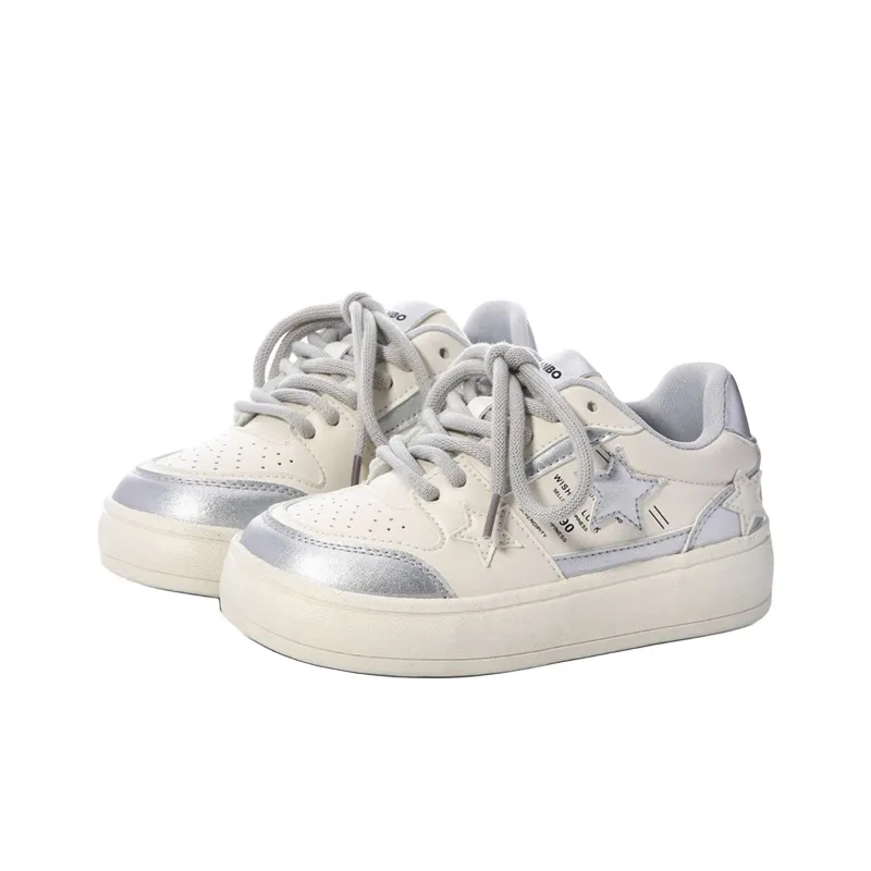 The New Age Family Low Top Skateboard Shoes Women's Silver-1