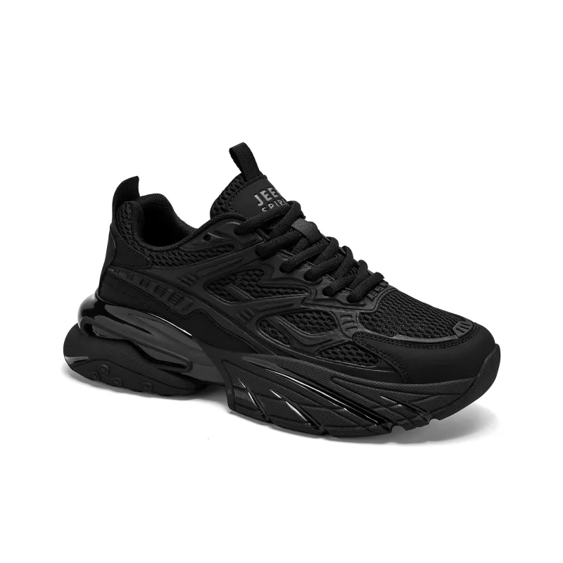 JEEP SPIRIT Darth Vader Cushioning, Abrasion Resistant, Height Increasing Low Top Chunky Sneakers Men's Graphite Black-3