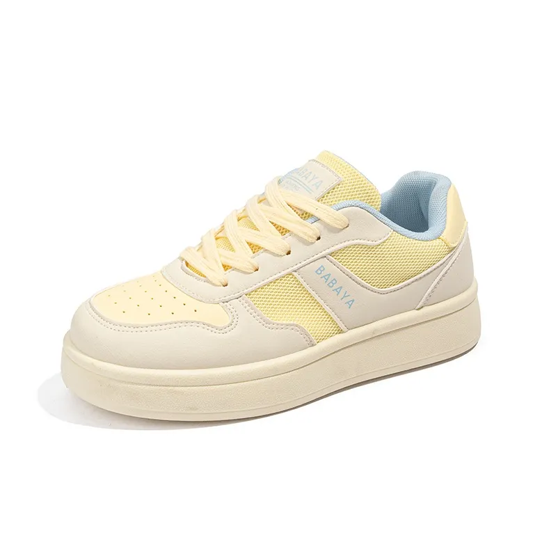 BABAYA KIDS Slip Resistant Shock Absorbers Lightweight Low Top Skateboard Shoes Women's Blue Yellow-1
