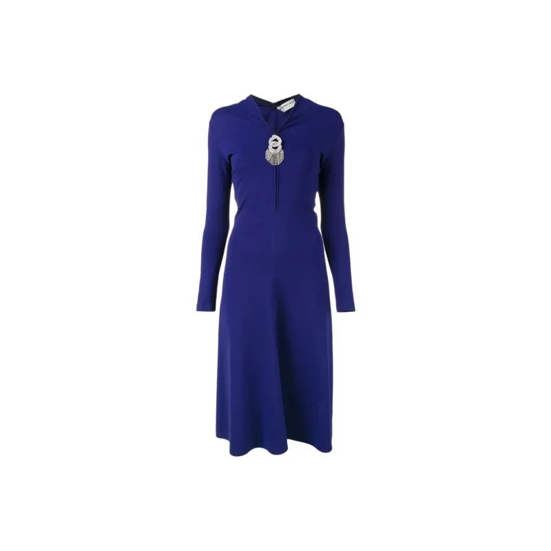 Balenciaga Long Sleeved Dress Regular Fit Women's Blue-0