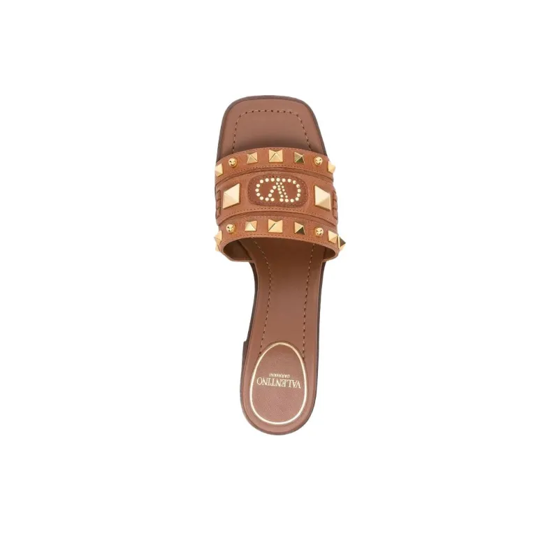 Valentino GARAVANI Abrasion Resistant Slide Slippers 6cm Women's Brown-4