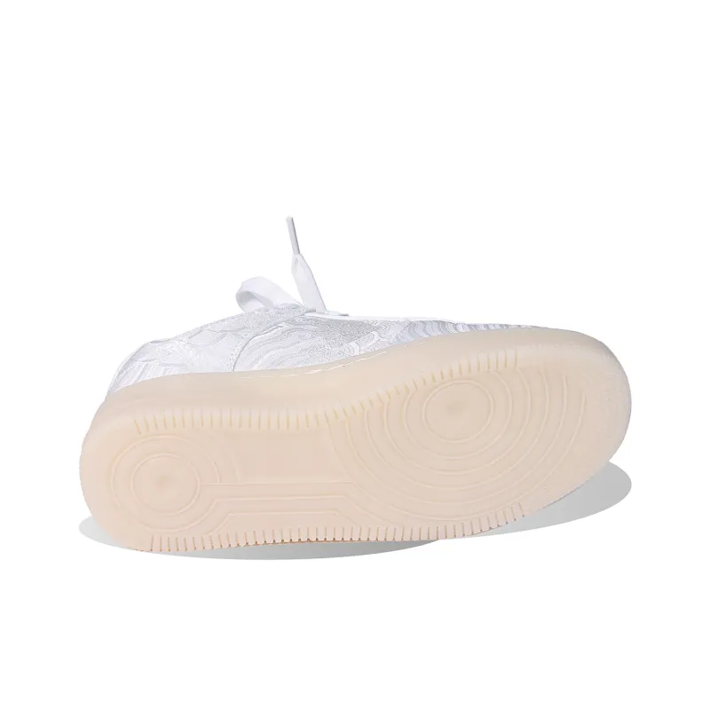 BPLB Anti Slip Wear Resistant Low Top Skateboard Shoes Unisex White Natural Rubber-3