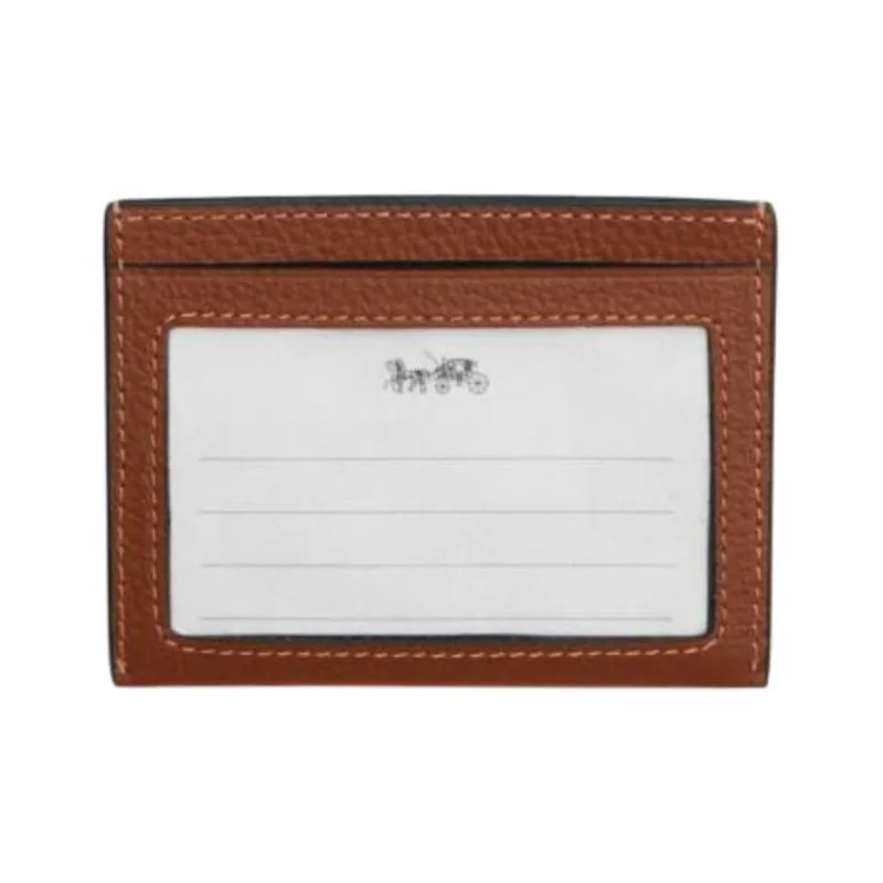 COACH Card Case Leather Card Holder Mini Unisex Saddle Brown-1