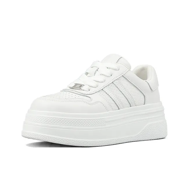 ZSBELLA Anti Slip And Wear Resistant Height Increasing Low Top Casual Shoes Women's White-1