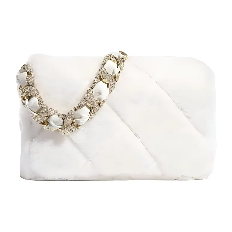 CHANEL Sheepskin Shoulder Bag Women's White-1
