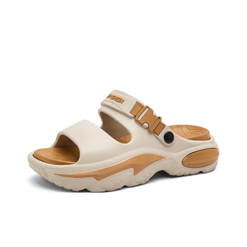 GERTOP Beach Sandals Men Black Orange, White Green, Khaki-4