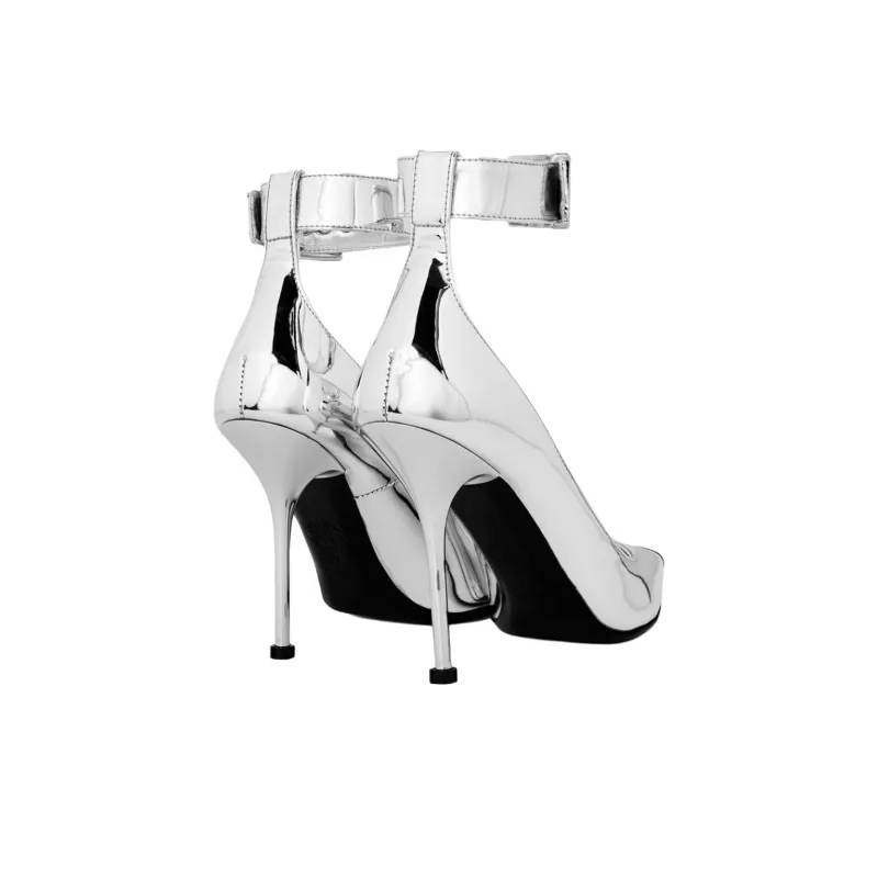 Alexander McQueen Slim Heel High Heels 10cm Women's Silver-4