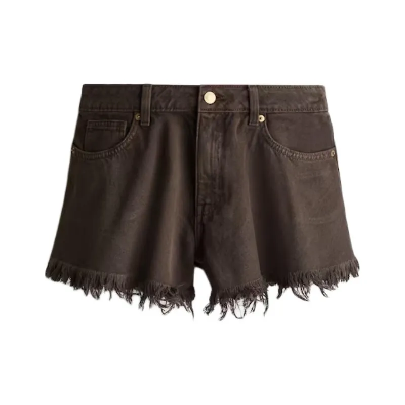 H&M Denim Shorts Women's Dark Beige-0