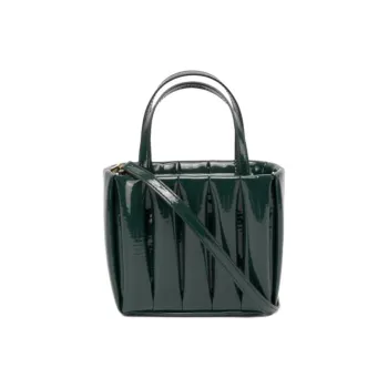 THEMOIRE Aria Patent Leather Handbag Mini Women's Dark Green