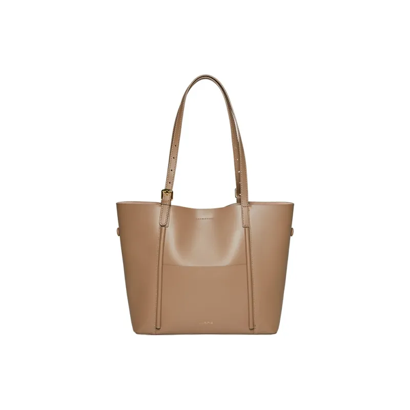 CNNCOO Cow Leather Shoulder Bag Women's Khaki/Midnight Black-6