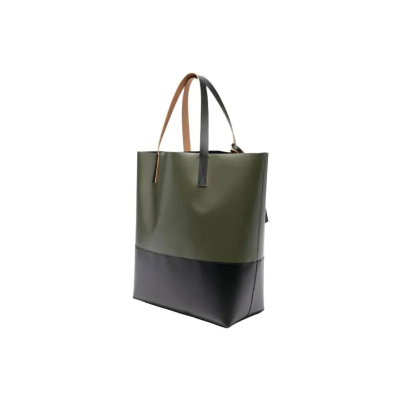 MARNI Tribeca PU Tote Bag, Shopping Bag, Handbag Women's Green & Black-1