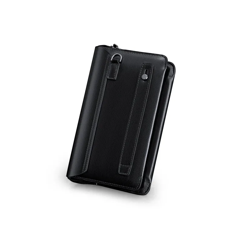 WilliamPOLO Split Cow Leather Money Clip, Wallet, Card Holder, Smartphone Passport Holder, Clutch Men's Black/Coffee-3