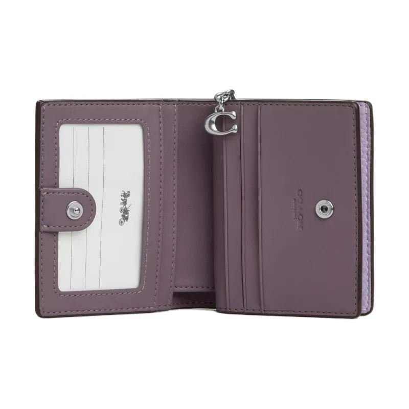 COACH Snap Wallet Leather Wallet Mini Women's Silver & Light Purple-1