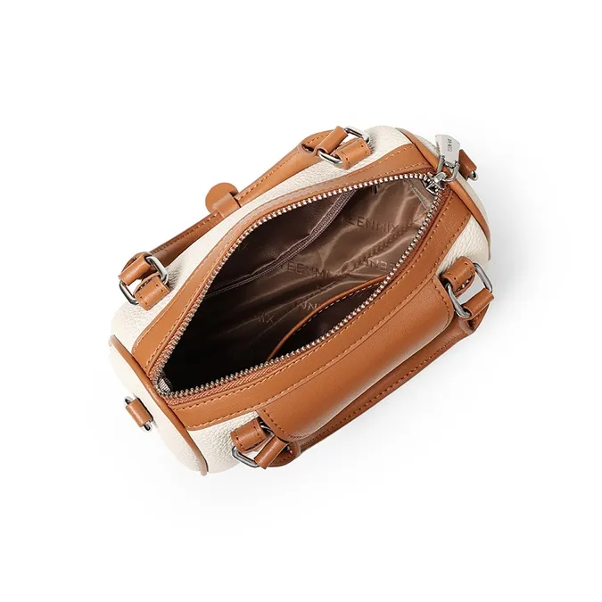 Teenmix Cow Leather With Synthetic Leather Shoulder Bag, Handbag Women's Black & Ecru & Brown-11