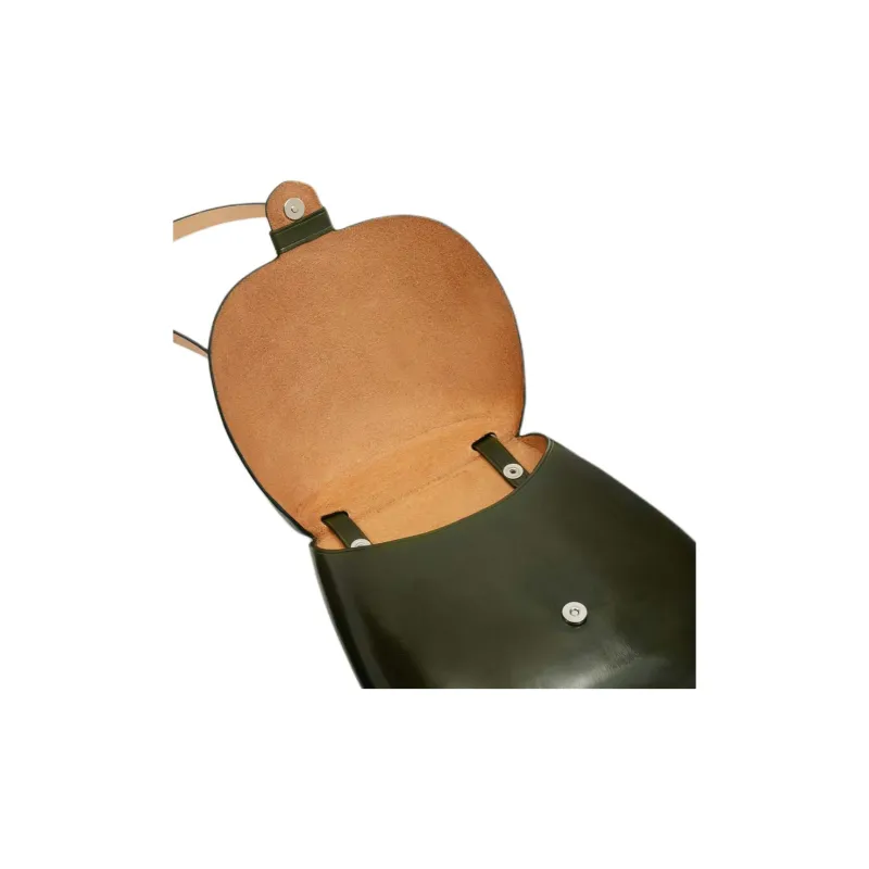 Lemaire Vegetable Tanned Cow Leather Crossbody Bag, Shoulder Bag Trumpets Unisex Kombu Green-4