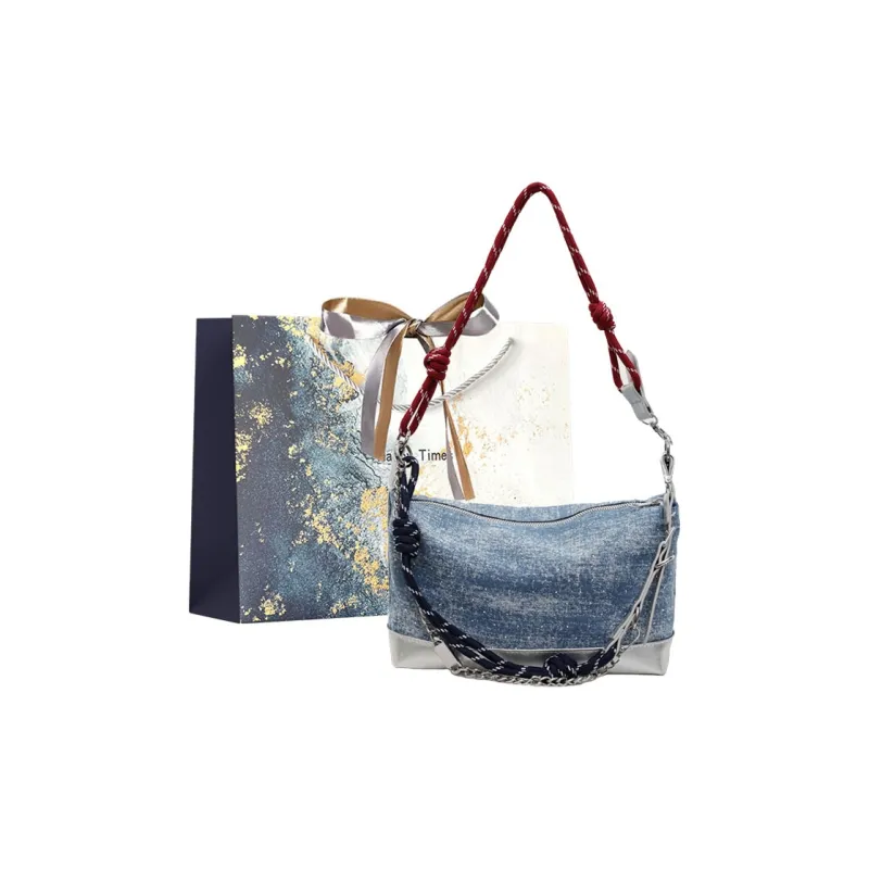 Iman's House Fabric Crossbody Bag, Shoulder Bag Women's Sky Blue/Denim Blue/Black/Royal Blue-4