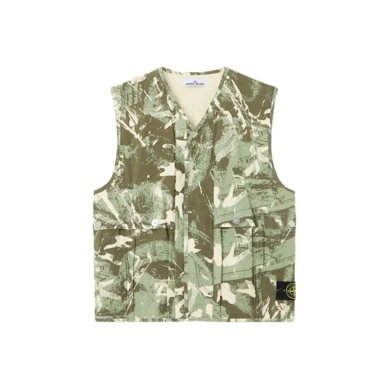 STONE ISLAND Vests Men Army Green-0