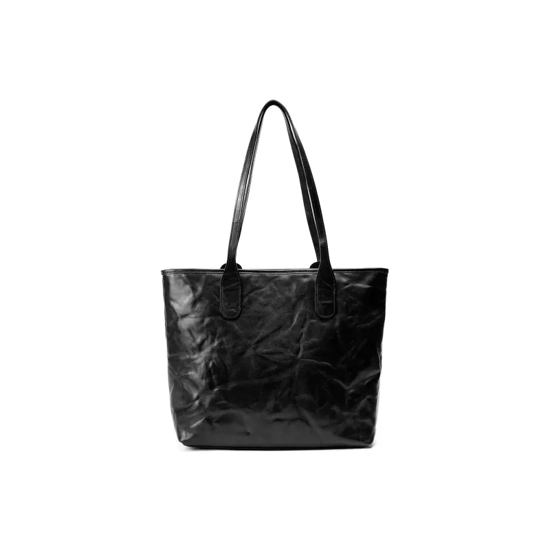 AQUASCUTUM Top Grain Cow Leather Tote Bag, Shoulder Bag Regular Women's Black-3