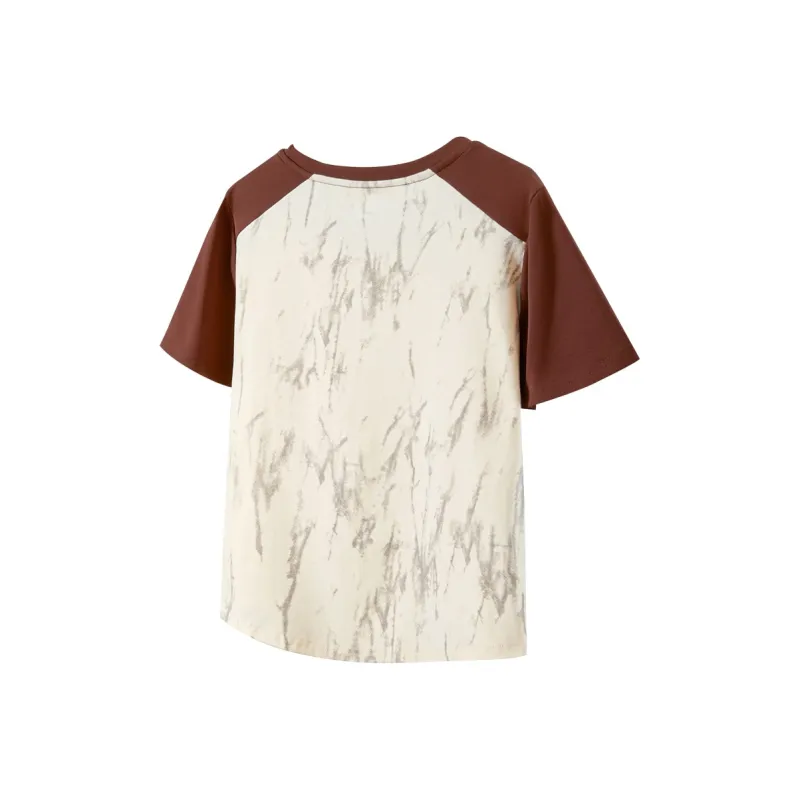 TOUCH Raglan Sleeve T Shirt Women's Beige & Brick Red-1