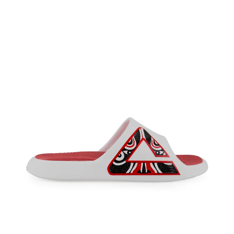PEAK Tai Ji1.0 Quiet Slip Resistant Cushioning Slide Slippers Men's White Black Red-2