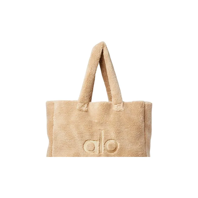 Alo Yoga Faux Fur Tote Bag, Shopping Bag, Handbag Unisex Camel-2