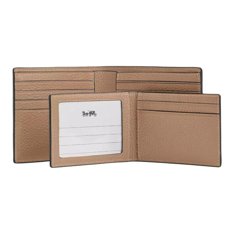 COACH 3 IN 1 Wallet Pebble Leather Wallet Mini Men's Taupe-2