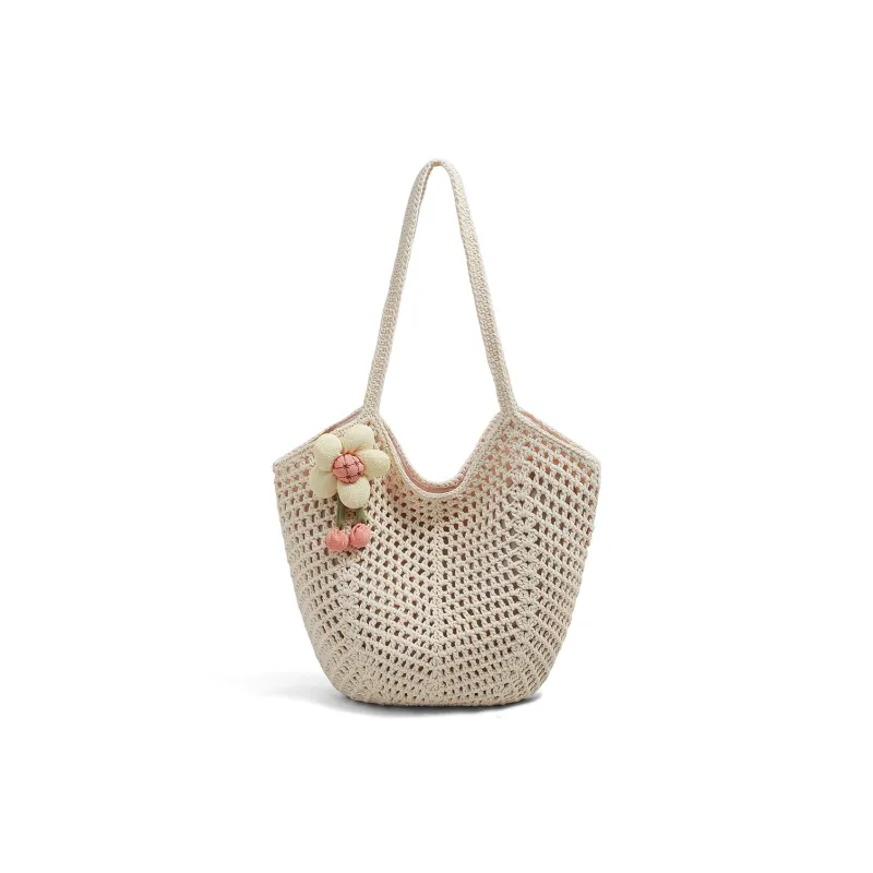 C°BANNER Fabric Tote Bag, Shoulder Bag Medium Size Women's Ecru/Khaki-2