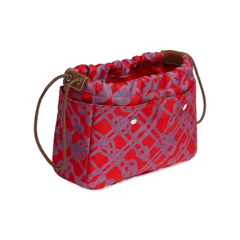 HERMES Fourbi Silk With Cow Leather Detail Bag Insert Storage Bag Clutch Women's Heart Red/Light Tawny