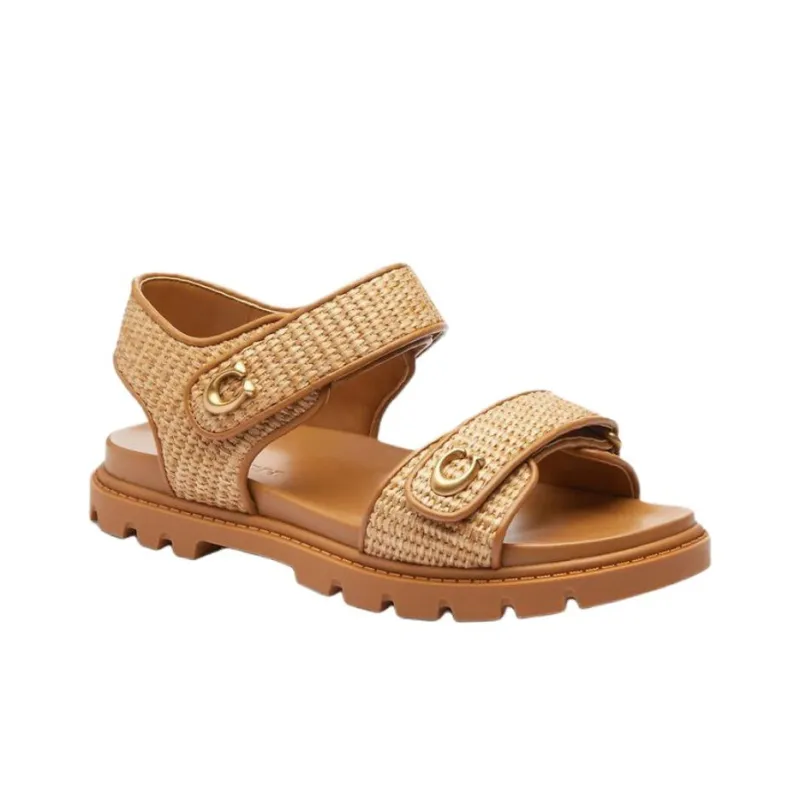 COACH Brynn One Strap Sandals Women's Brown-1