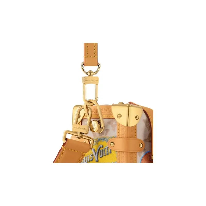 LOUIS VUITTON Trunk Coated Canvas Soft Box Portable Crossbody Bag, Shoulder Bag Women's Beige-3