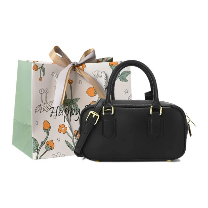 Yalu Cow Leather Shoulder Bag, Crossbody Bag, Handbag Women's Black/Coffee-0