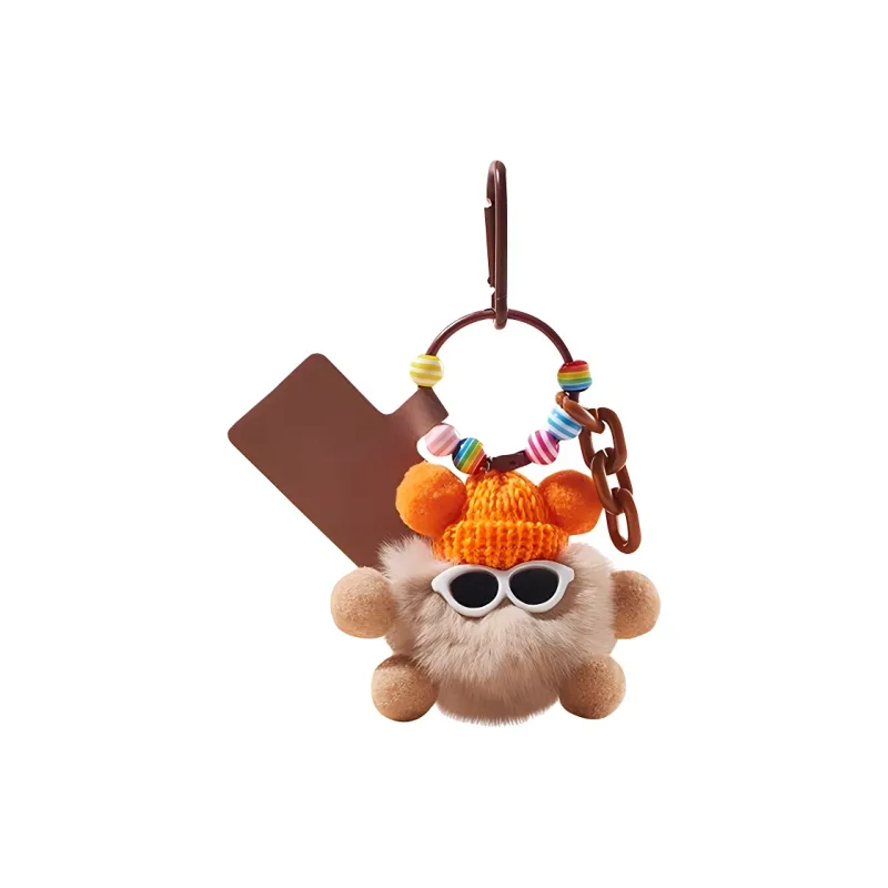 CinvaiKrose Rex Rabbit Fur Plush Keychain Charm Small Doll Bag Accessory Women's Multicolor-2