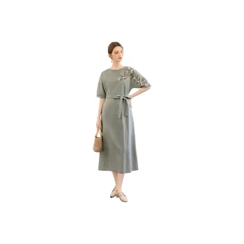 TOUCH Short Sleeved Dress Women's Gray Green