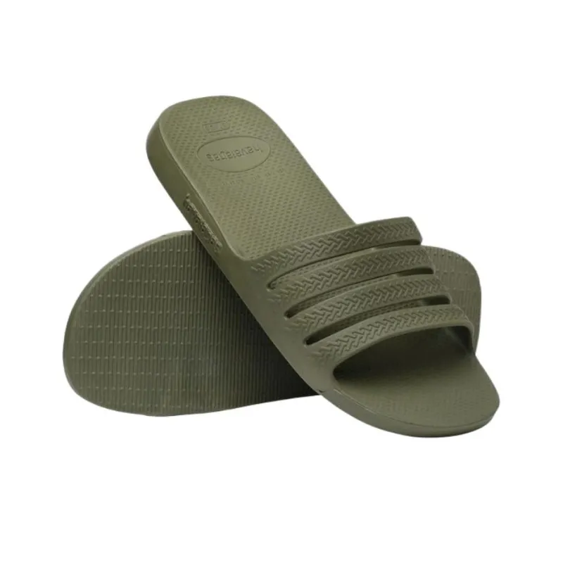 Havaianas Rubber Sole Abrasion Resistant Slide Slippers Unisex Green-3