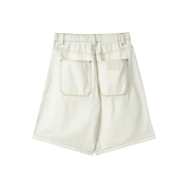 Fingercroxx Denim Shorts Unisex White-1