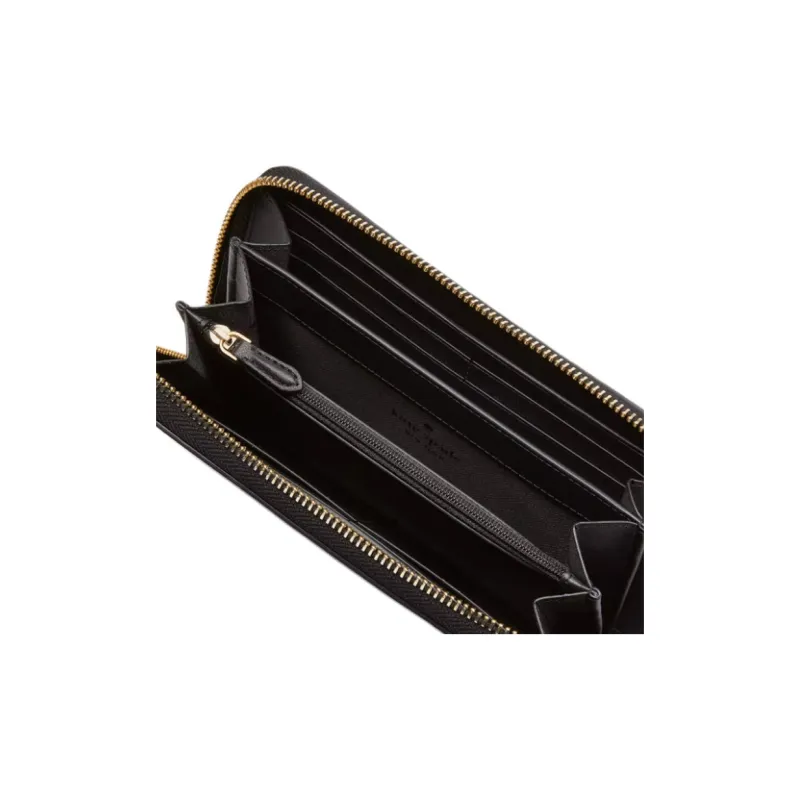 Kate Spade Cross Grain Leather Wallet Large Size Unisex Black-4