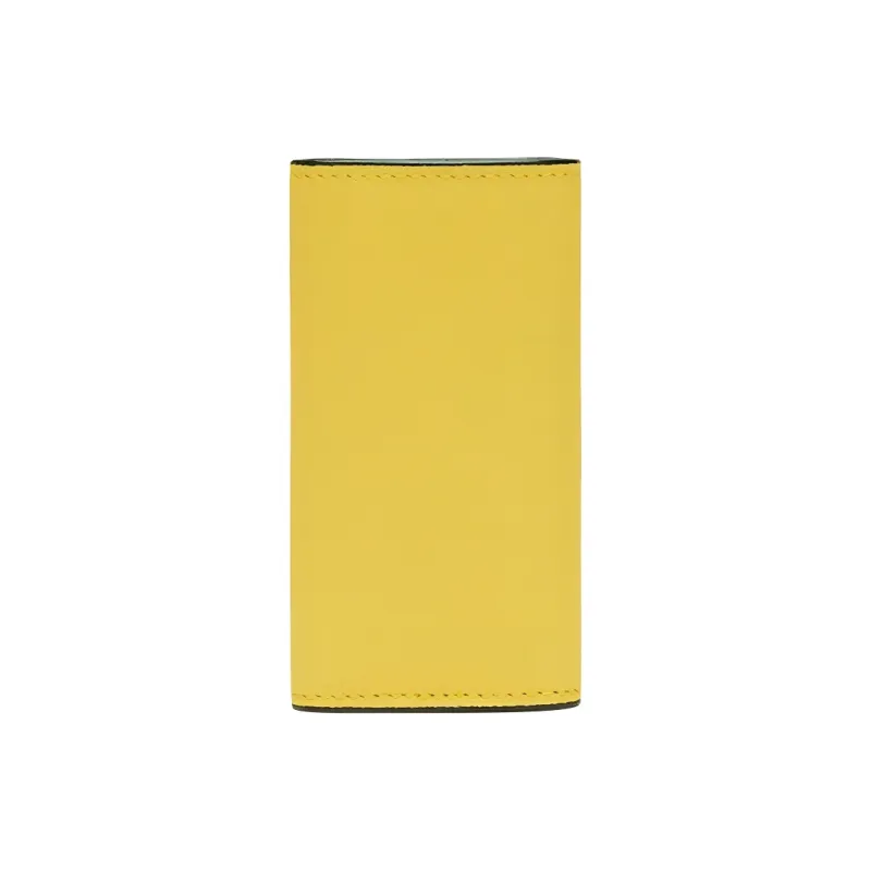 Valextra Solid Color Millepunte Calfskin Key Pouch Women's Yellow-1