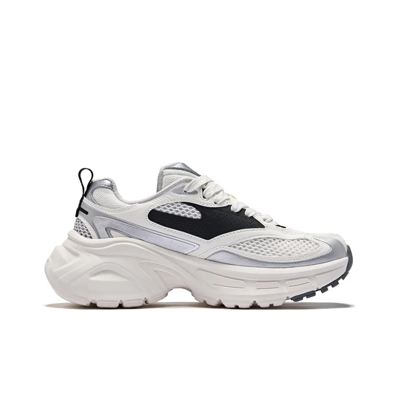Erke Hongyu 2.0 Abrasion Resistant Breathable Low Top Chunky Sneakers Women's Microcrystal White Bright Silver-1