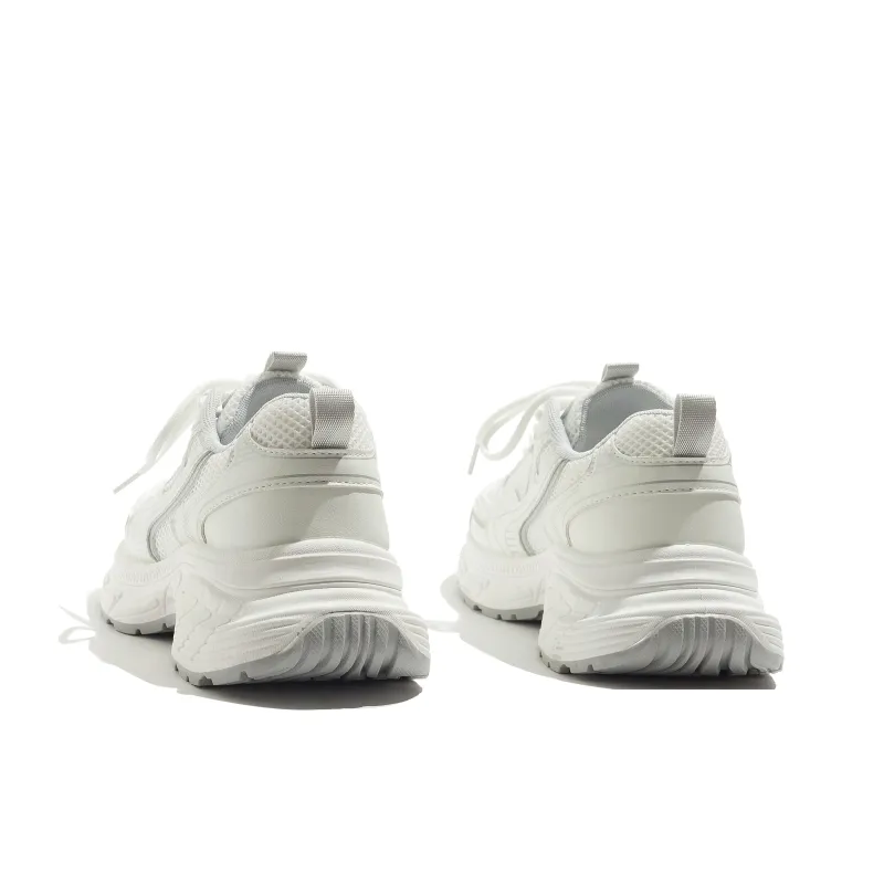 MEAKKEA Breathable, Balanced, Lightweight Low Top Chunky Sneakers Women's White Gray-3