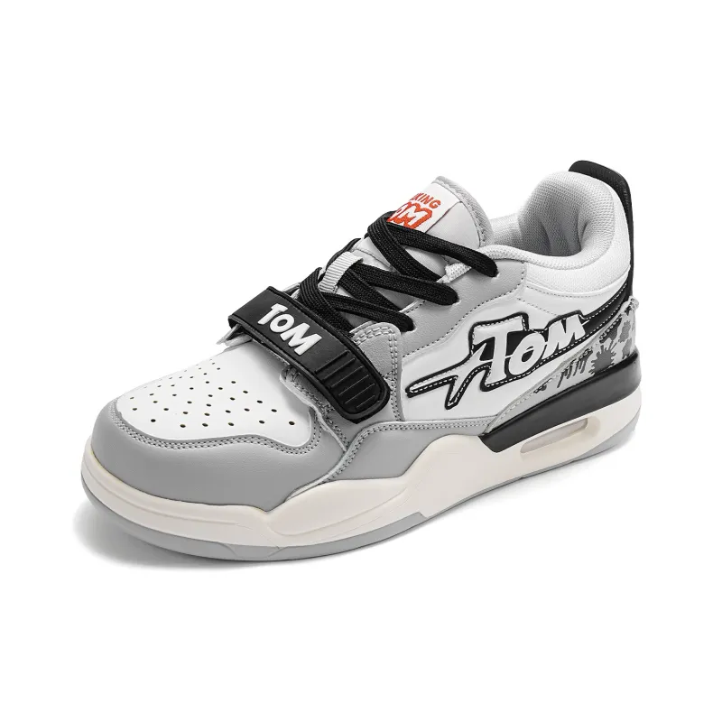TALKING TOM Vintage Basketball Shoes Unisex Low Top Beige Orange/White/Gray Black-4