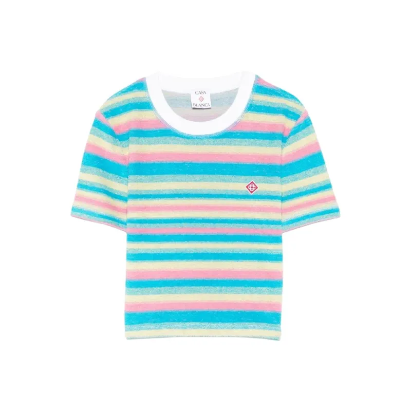 CASABLANCA Stripe Towelling T shirt-0