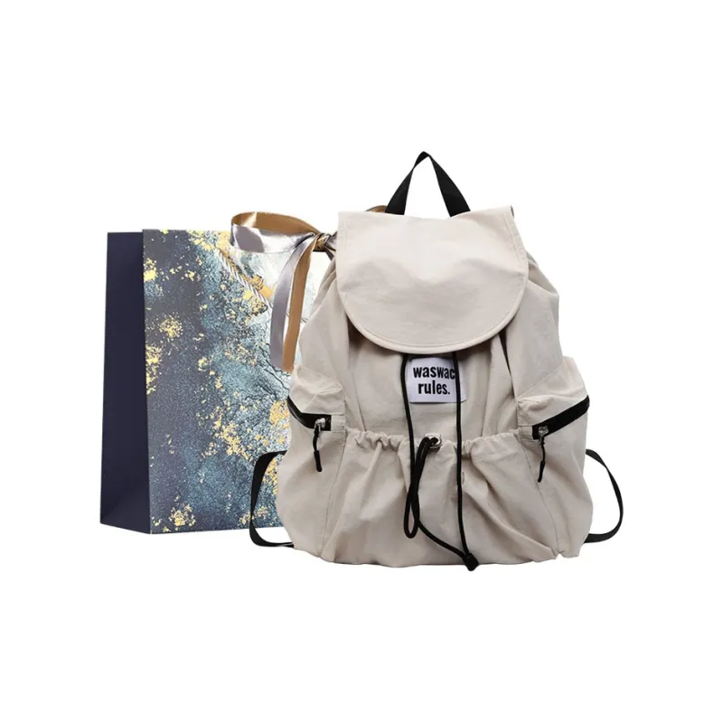 Iman's House Fabric Backpack Regular Women's Ecru/Yellow/Khaki/Green/Pink-0