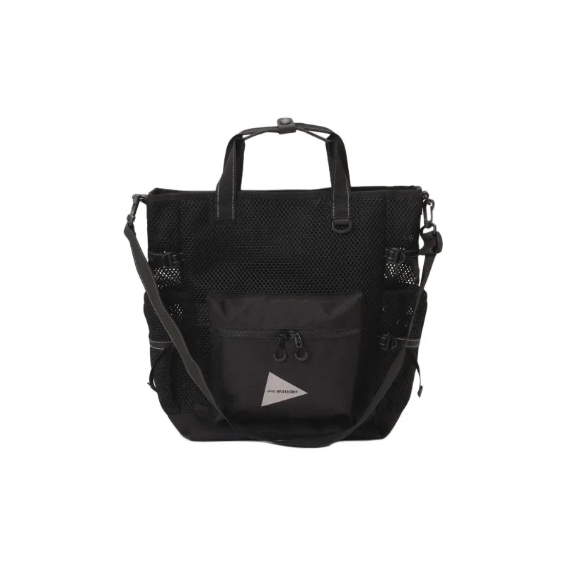 And Wander Polyester Tote Bag, Shopping Bag, Backpack, Shoulder Bag, Crossbody Bag, Handbag Unisex Black-0