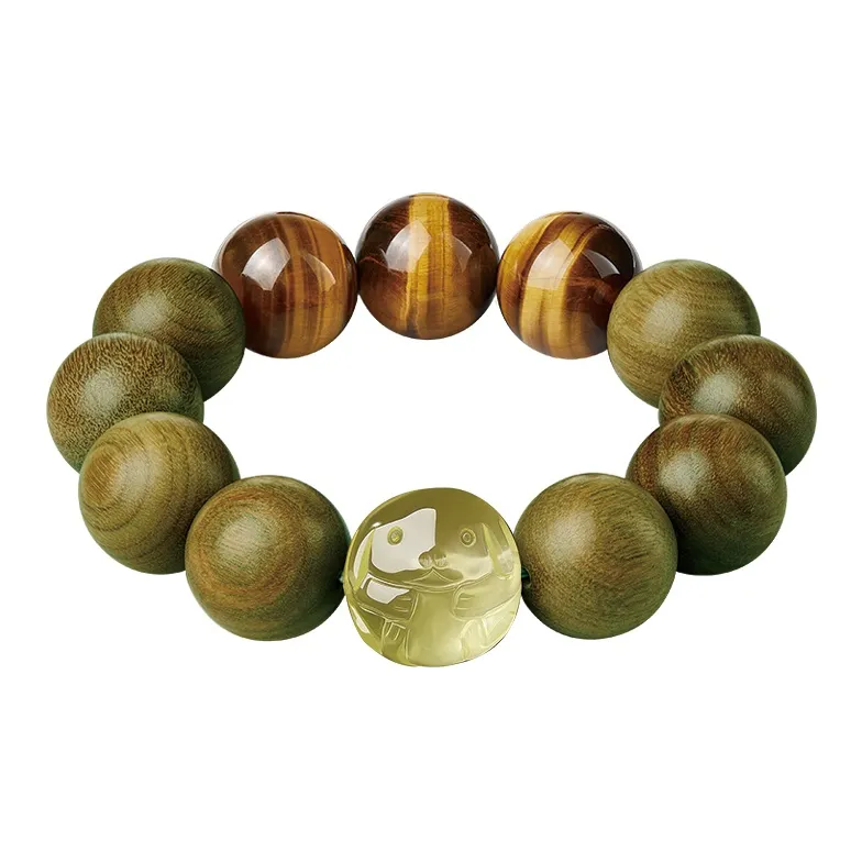 Yi Mingju Green Sandalwood Bracelets Men's-13