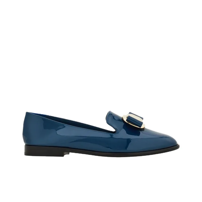 FERRAGAMO Vara Casual Single Shoes Women's Blue-1