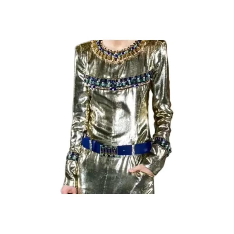 CHANEL 19A Premium Artisan Egypt Collection Long Sleeved Dress Women's Gold-1