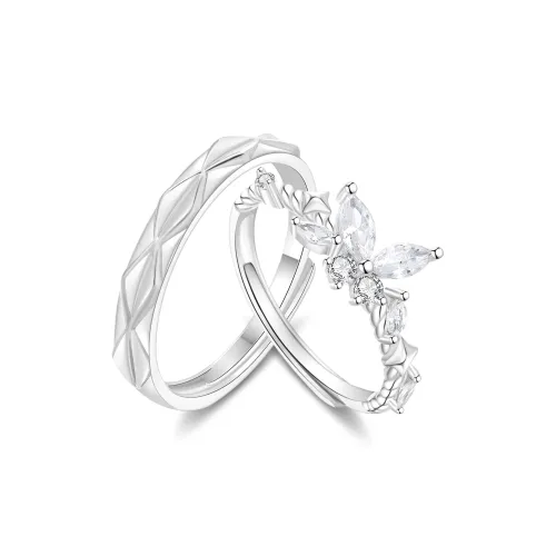 Lao Feng Xiang S925 Silver Ring Pair Unisex