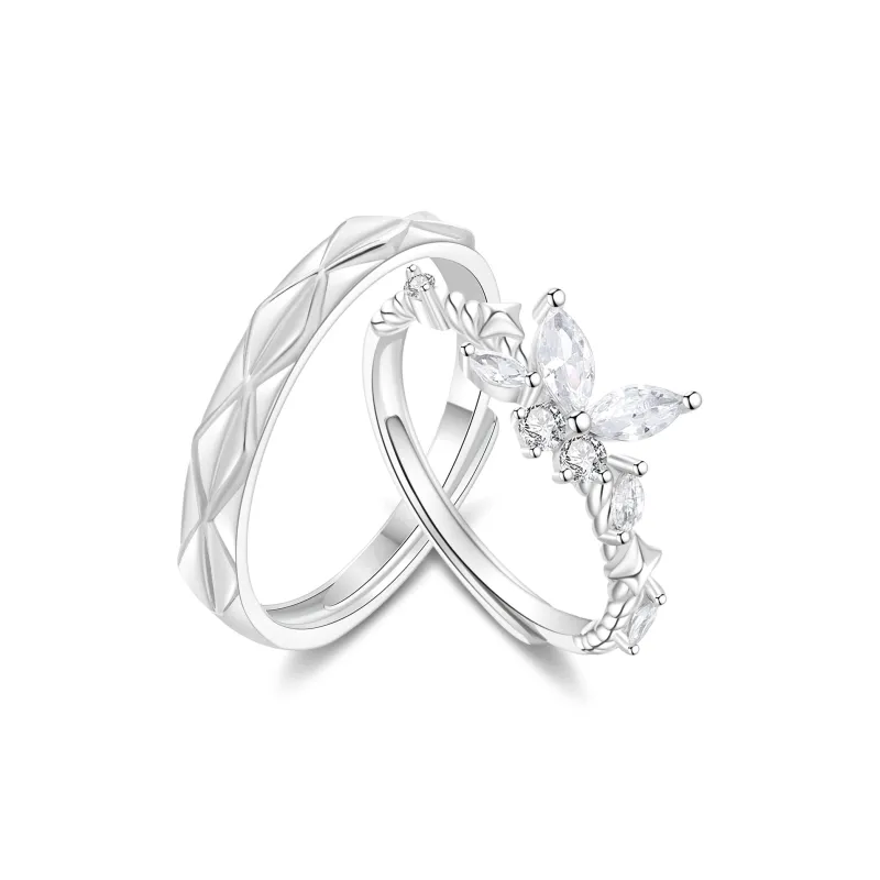 Lao Feng Xiang S925 Silver Ring Pair Unisex-0